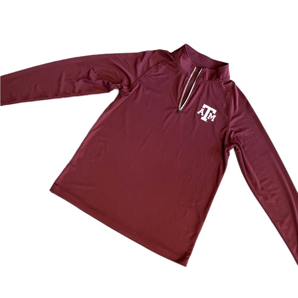 A&M Collegiate Long Sleeve Workout Pull over 1/4 zip up  Shirt - Picture 2 of 6